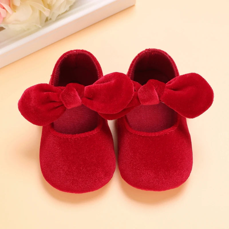0-18M Newborn Infant Baby Girls Shoes Velvet Red Christmas 0-18M Princess Girl