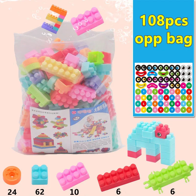 108pcs 128pcs Baby Building Blocks DIY Bulk Safety Bricks Toy