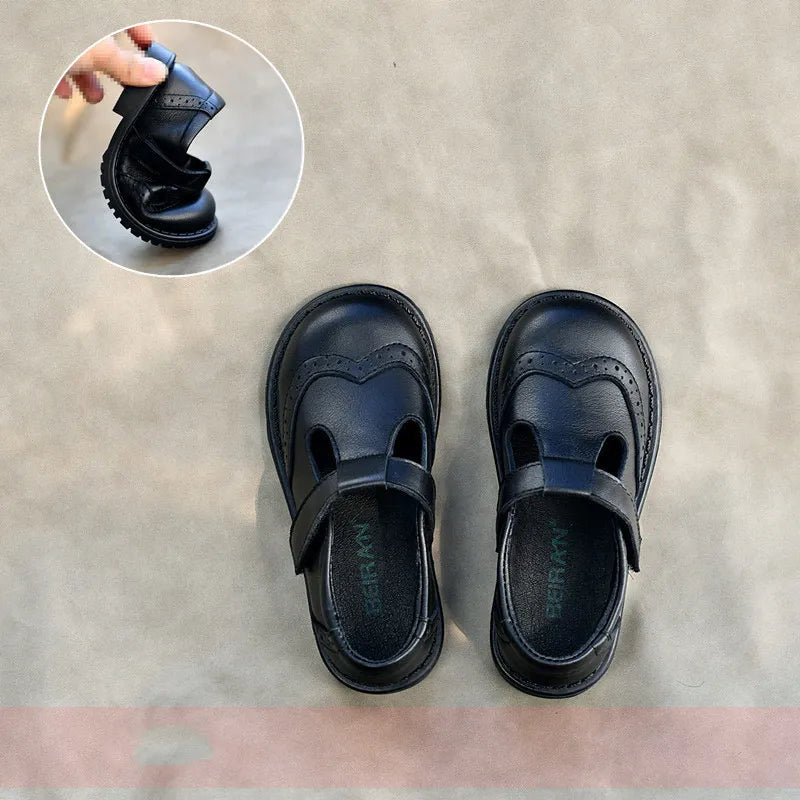 Children shoes British leather princess shoes Geniune leather shoes baby shoes spring autumn models single shoes campus soft sho