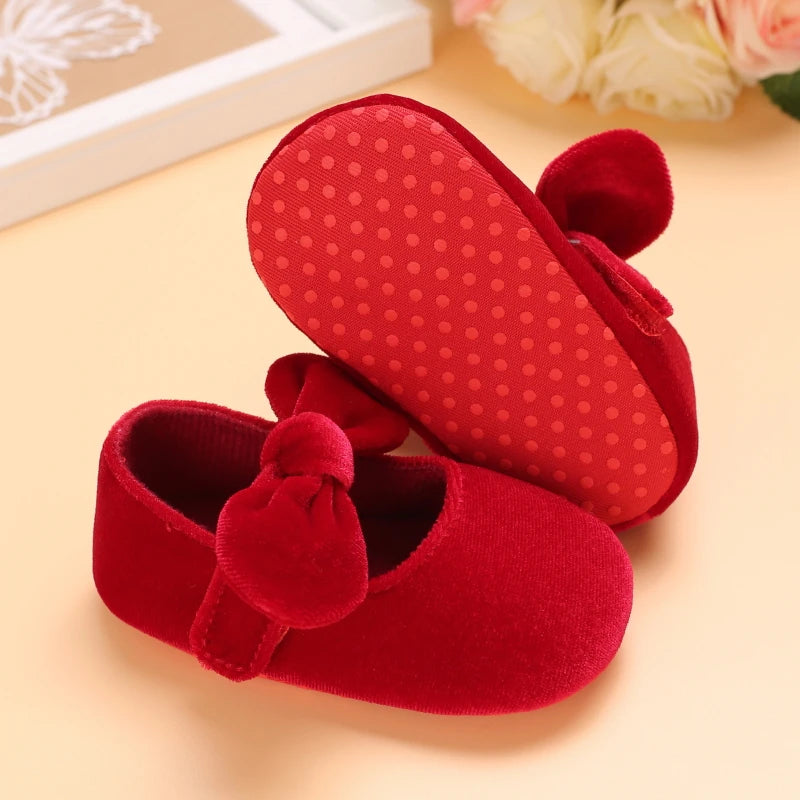 0-18M Newborn Infant Baby Girls Shoes Velvet Red Christmas 0-18M Princess Girl