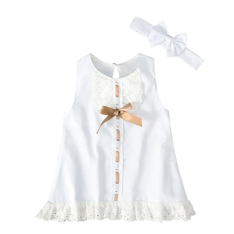 Rina Baby Girl White Lace Romper Dress for Summer