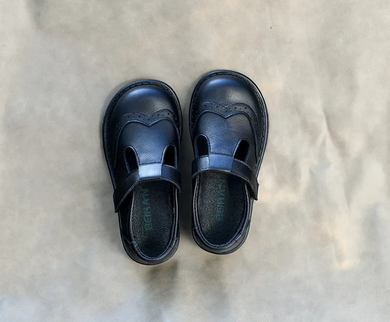 Children shoes British leather princess shoes Geniune leather shoes baby shoes spring autumn models single shoes campus soft sho