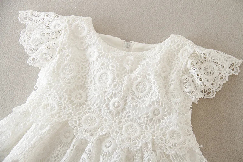 Newborn Baby Girl Baptism Dresses Party Wedding Girls Lace Flower Princess Dresses Infant Toddler 1 Year Birthday Clothes 3-24M