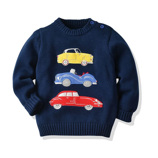 Leo Cartoon Car Boys Pullover Sweaters