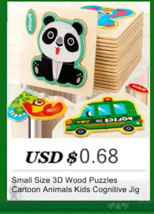 Kids Wooden Toys 3D Wood Puzzle Cartoon Animals Cognitive Jigsaw Puzzle