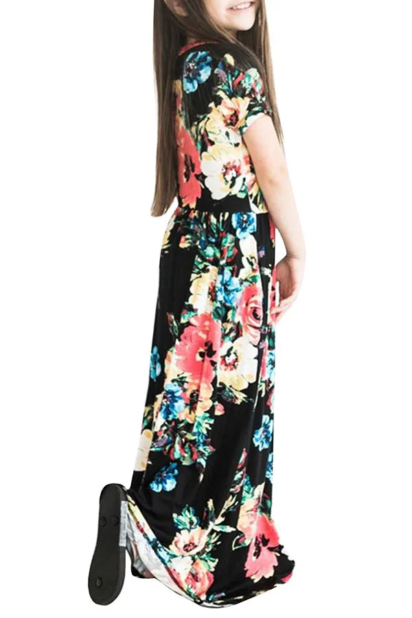 Baby Girl Striped Print Long Dress Toddler Girls Bohemian Flower Dress