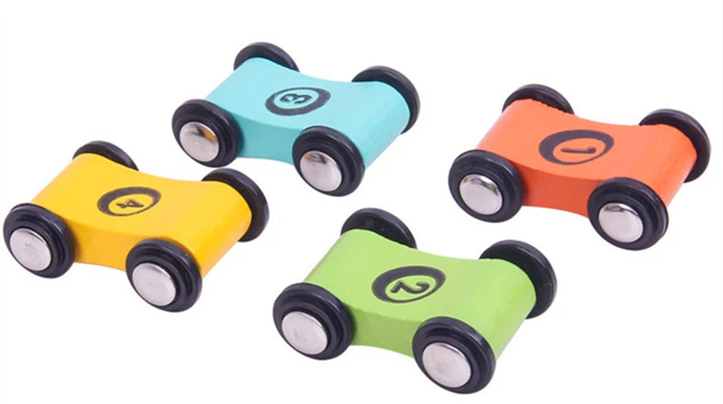 Baby Wooden Slide Car Model Toys Trolley Track Slide Cars Games Inertia Pull Back Glider Early Education Toys For Boy Mini Racer