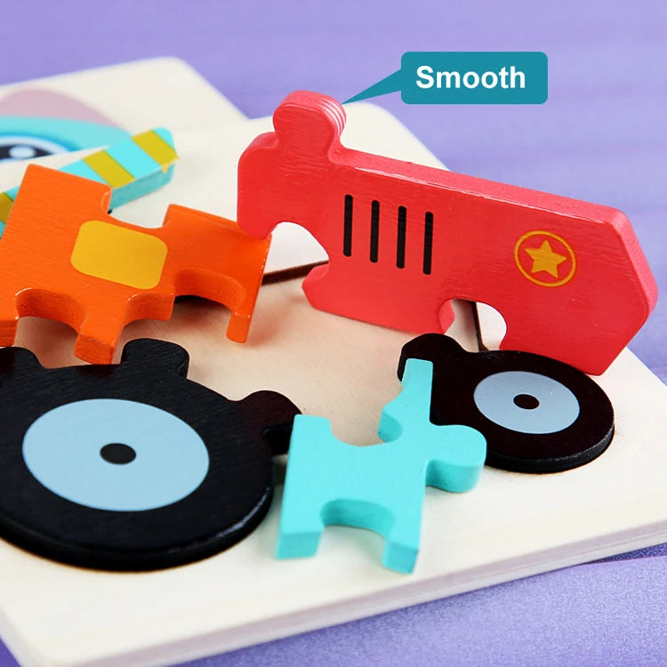 Kids Wooden Toys 3D Wood Puzzle Cartoon Animals Cognitive Jigsaw Puzzle