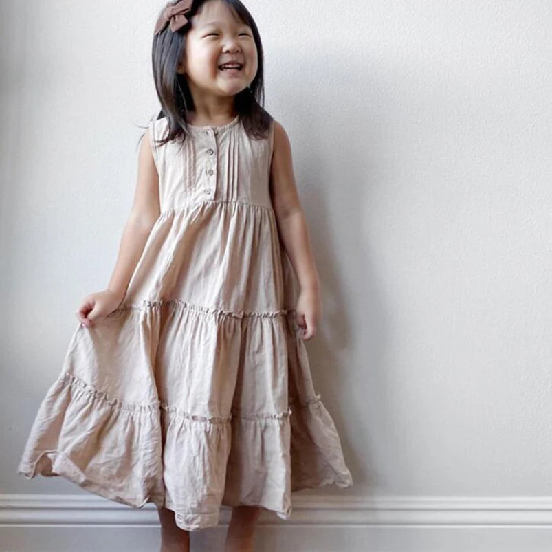 Girls Beach Dress Summer Vintage Plated Tutu Skirt Dress for Girls