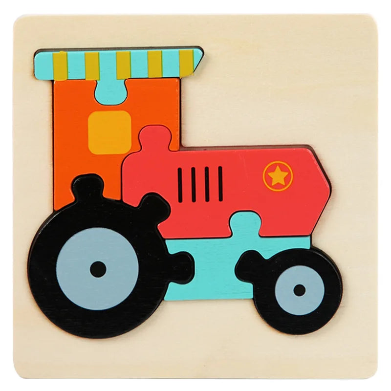 Kids Wooden Toys 3D Wood Puzzle Cartoon Animals Cognitive Jigsaw Puzzle