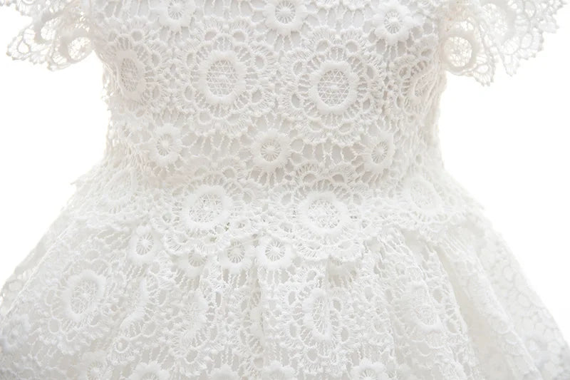 Newborn Baby Girl Baptism Dresses Party Wedding Girls Lace Flower Princess Dresses Infant Toddler 1 Year Birthday Clothes 3-24M