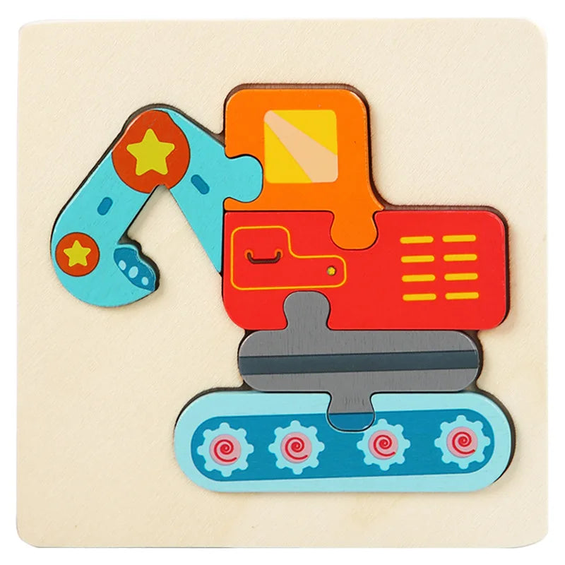 Kids Wooden Toys 3D Wood Puzzle Cartoon Animals Cognitive Jigsaw Puzzle