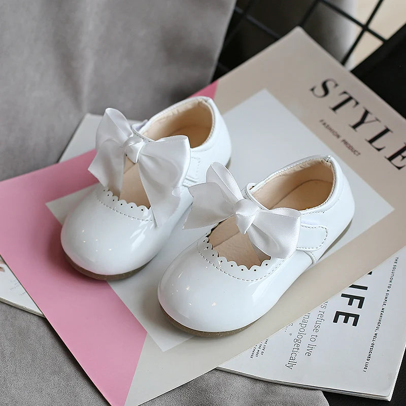 Spring Autumn Baby Girls Shoes Cute Bow Patent Leather Princess Shoes