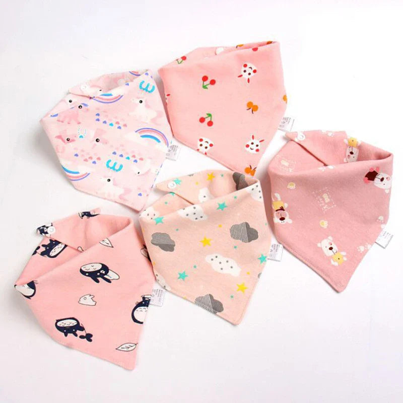5Pcs/Set Baby Bibs Triangle Double Cotton Bandana Bibs