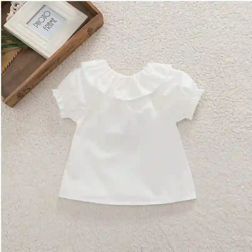 Franchesca Breathable Ruffle Collar Short Sleeved Top