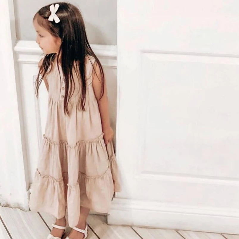Girls Beach Dress Summer Vintage Plated Tutu Skirt Dress for Girls