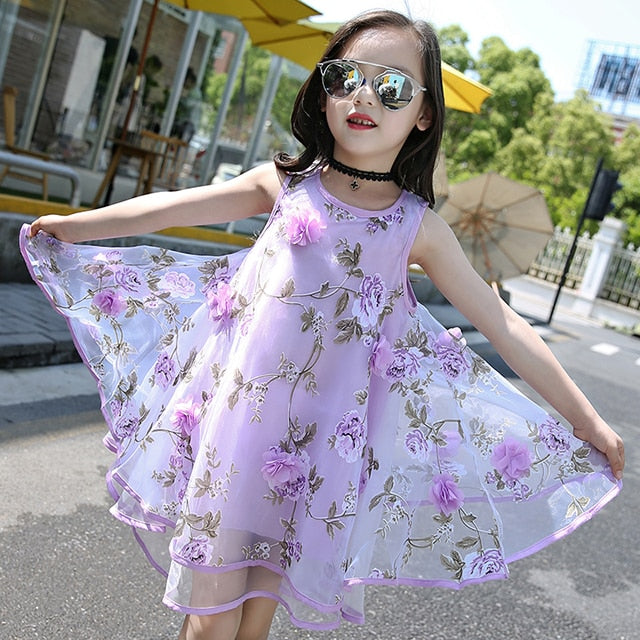 Laura Girls Flower Dress Beach Chiffon Clothes - GuGuTon