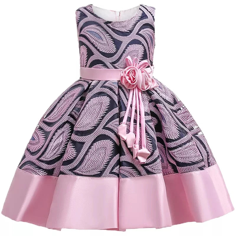 Tatum Baby Girls Flower Striped Dress For Girls Floral Wedding Party Dress