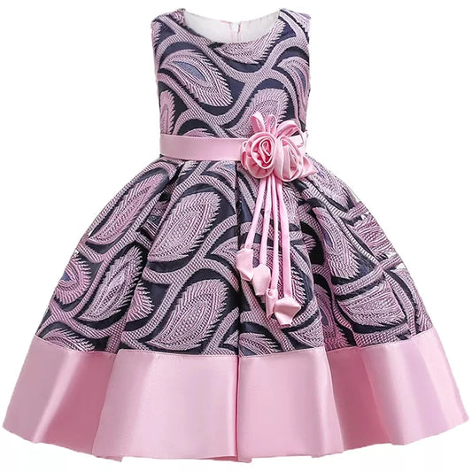 Tatum Baby Girls Flower Striped Dress For Girls Floral Wedding Party Dress