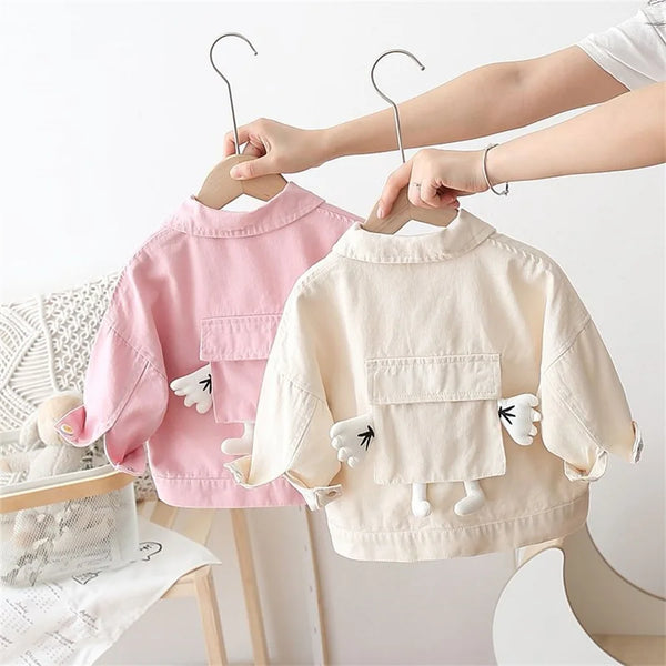 Jassie Baby Girl Jacket Long-Sleeved Cute Girl Solid color