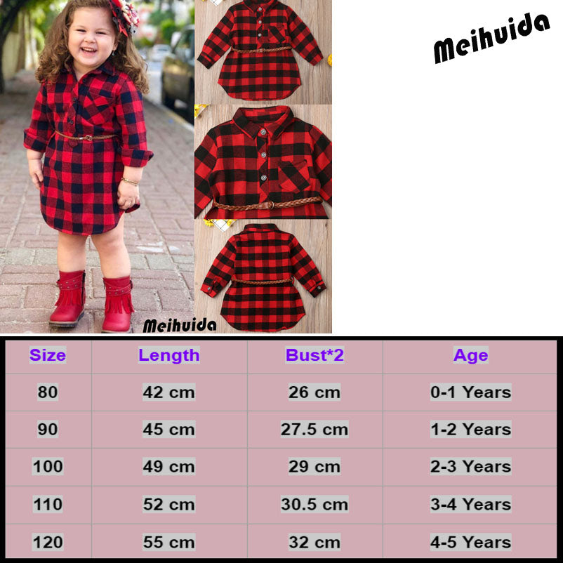 Mia Toddler Girls Plaid Long Sleeve Dress for Christmas