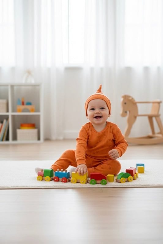 Three Piece Orange Elephant Set