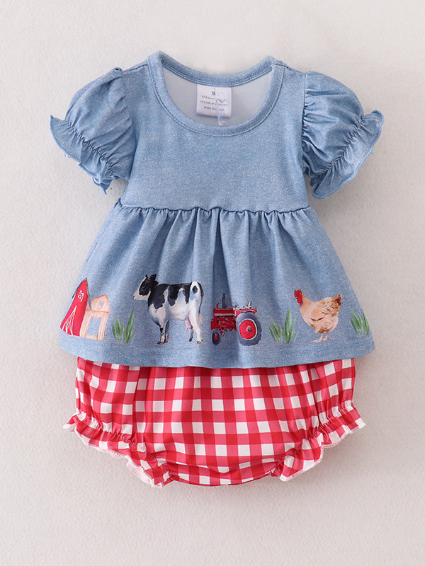 Minei Baby Girls Farm Short Set
