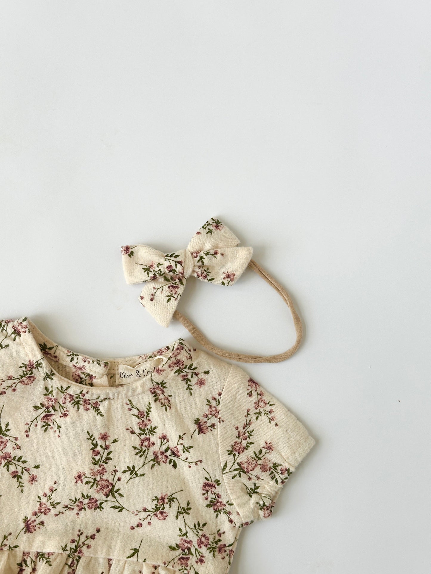 Anessa floral cotton Bubble Romper w/Bow