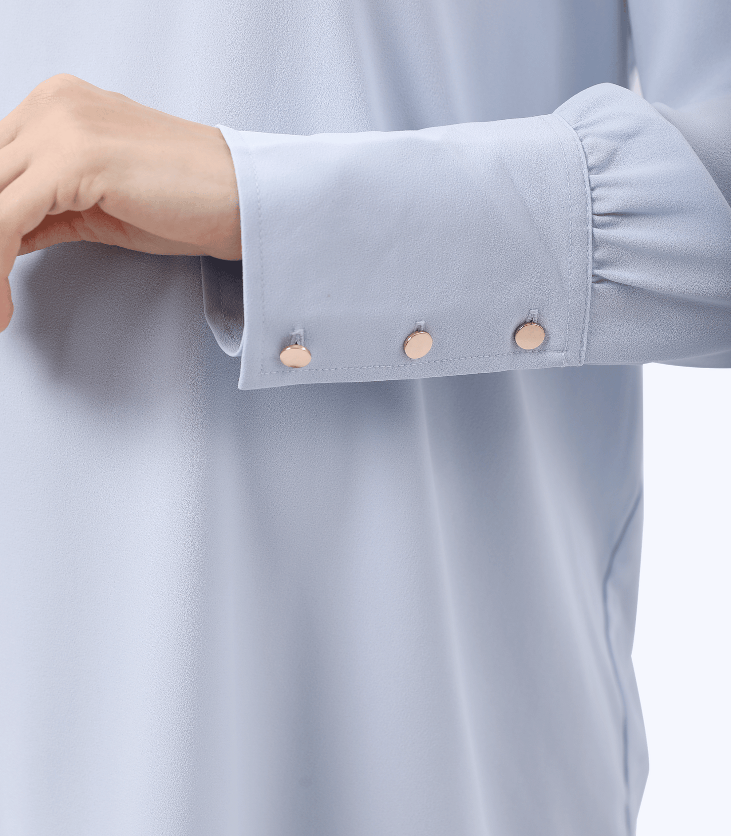 Alexa Sky Blue Long Sleeve Mock Neck Maternity Outfit