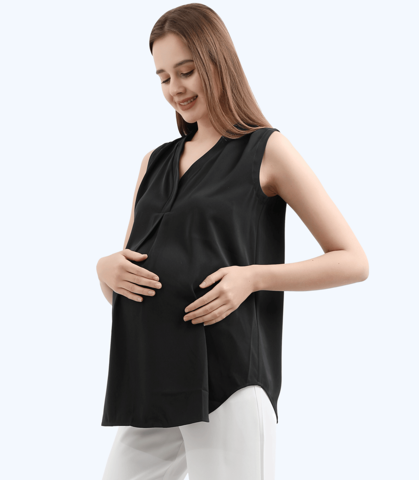 Zoila Pleat Front V-Neck Maternity Outwear