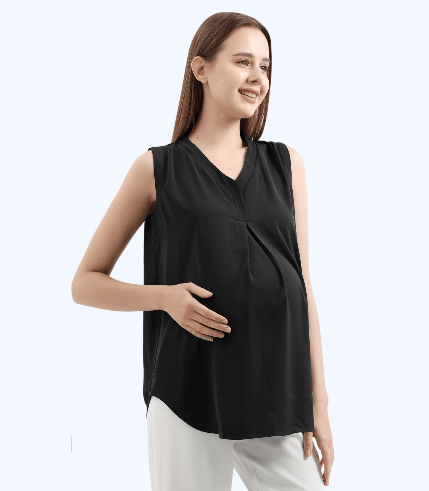 Zoila Pleat Front V-Neck Maternity Outwear