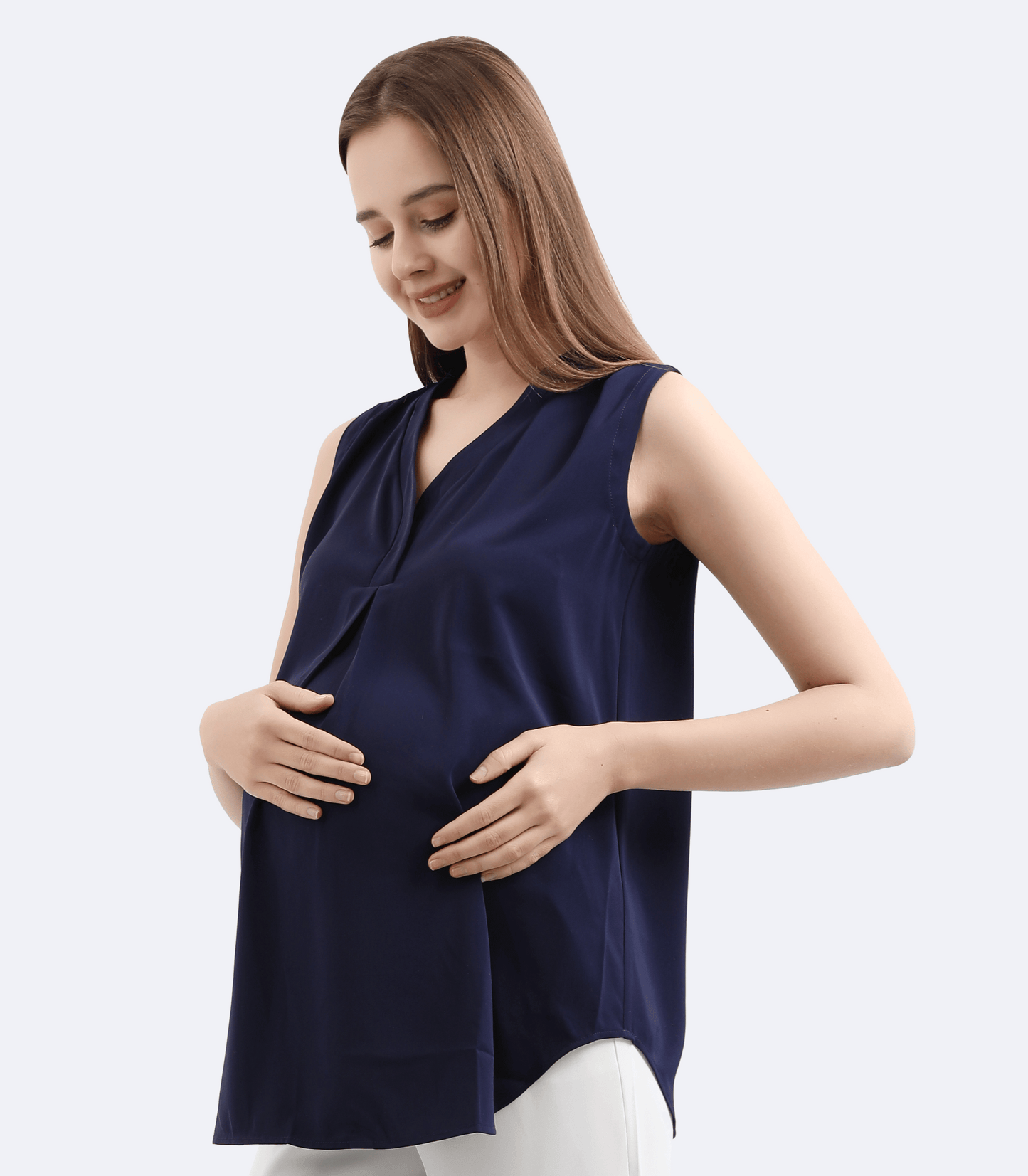 Zoila Pleat Front V-Neck Maternity Outwear