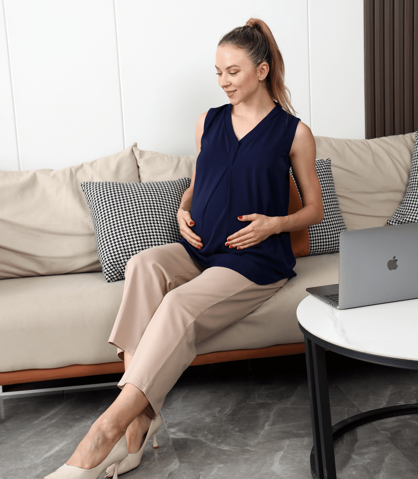 Zoila Pleat Front V-Neck Maternity Outwear