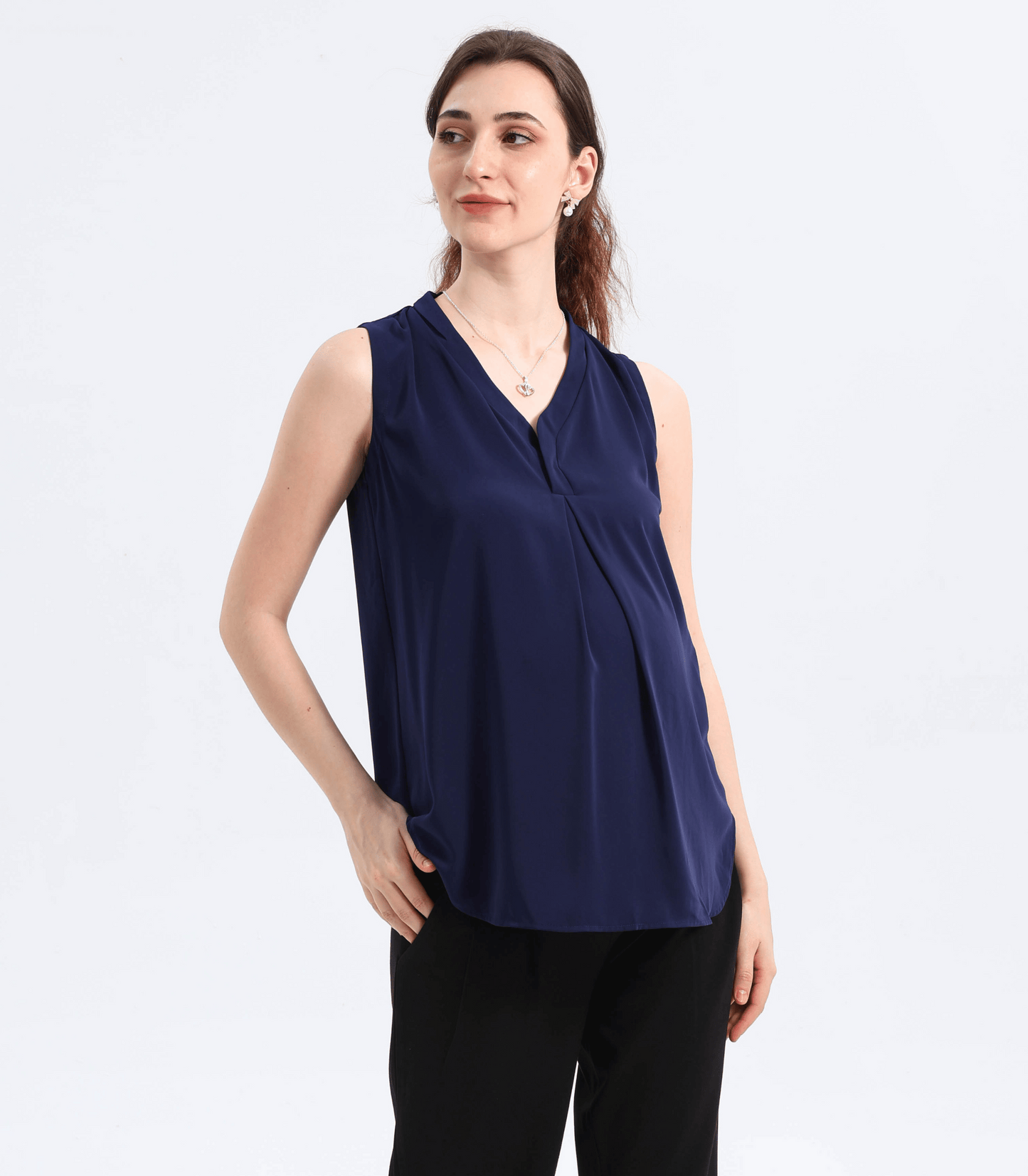 Zoila Pleat Front V-Neck Maternity Outwear