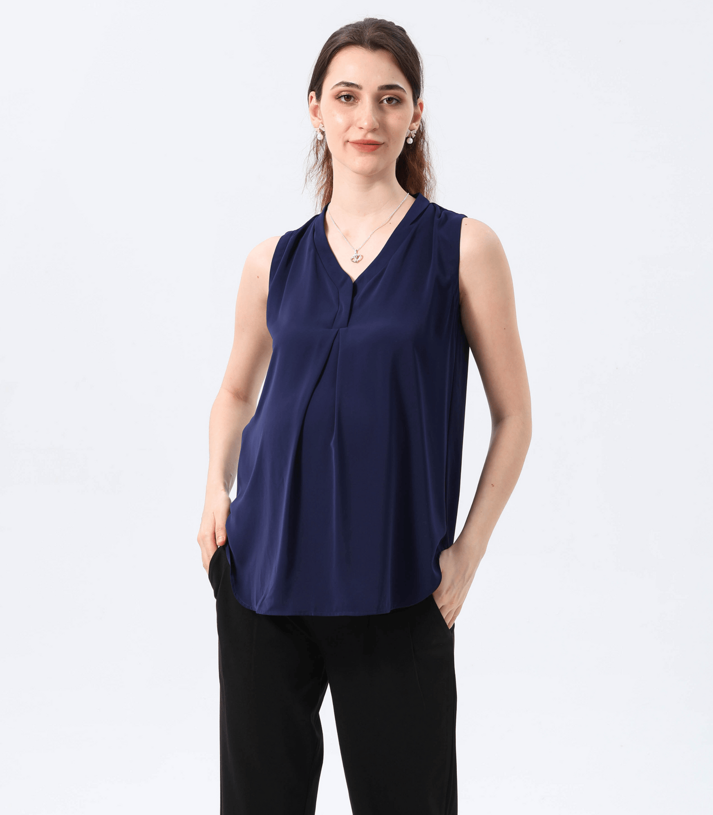Zoila Pleat Front V-Neck Maternity Outwear