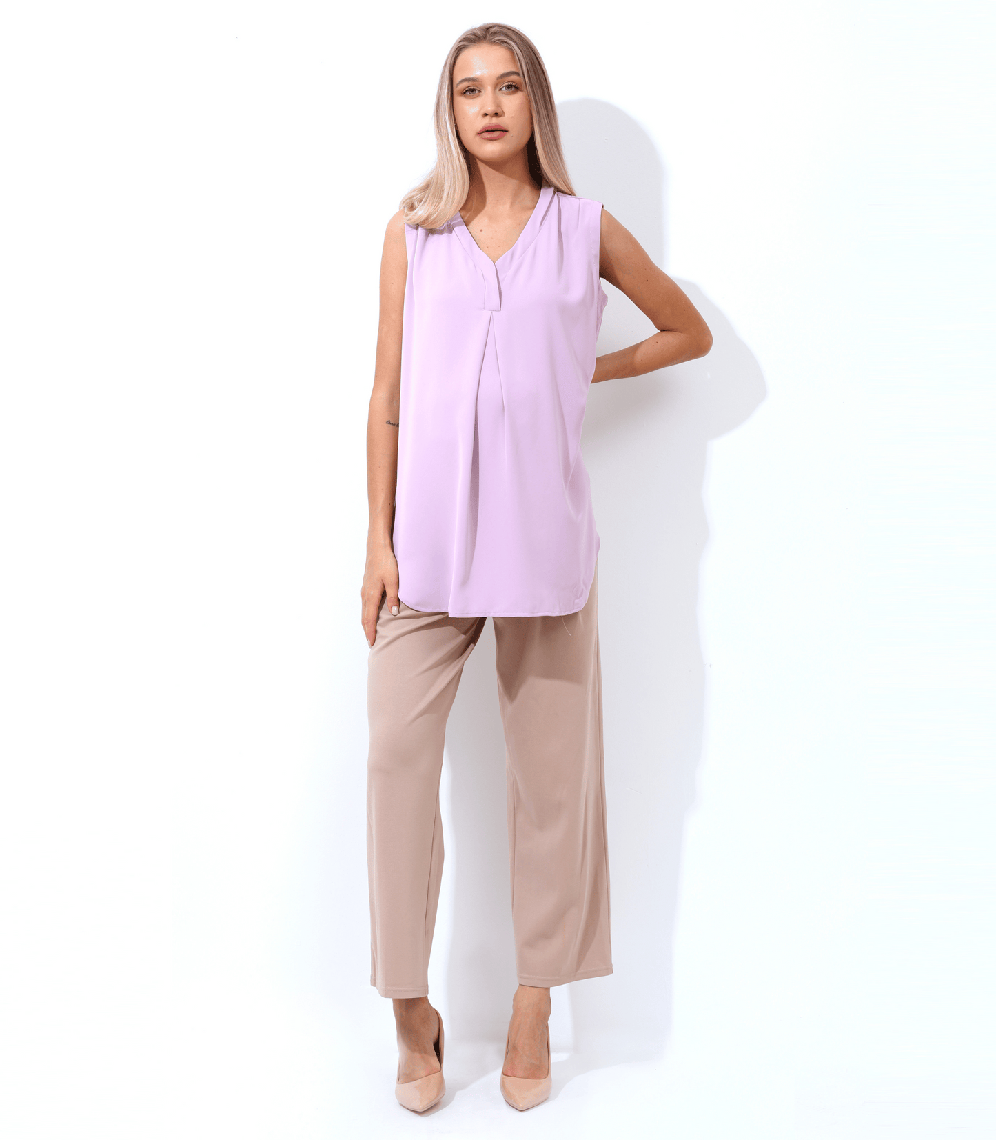 Zoila Pleat Front V-Neck Maternity Outwear