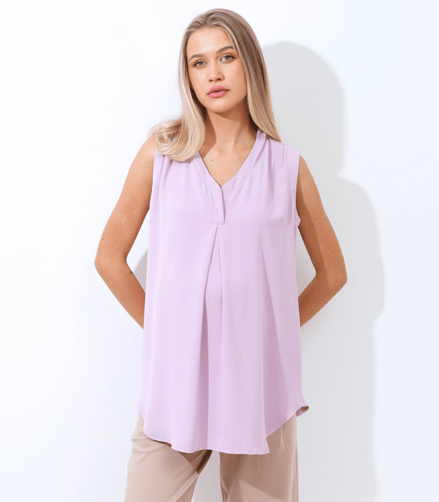 Zoila Pleat Front V-Neck Maternity Outwear