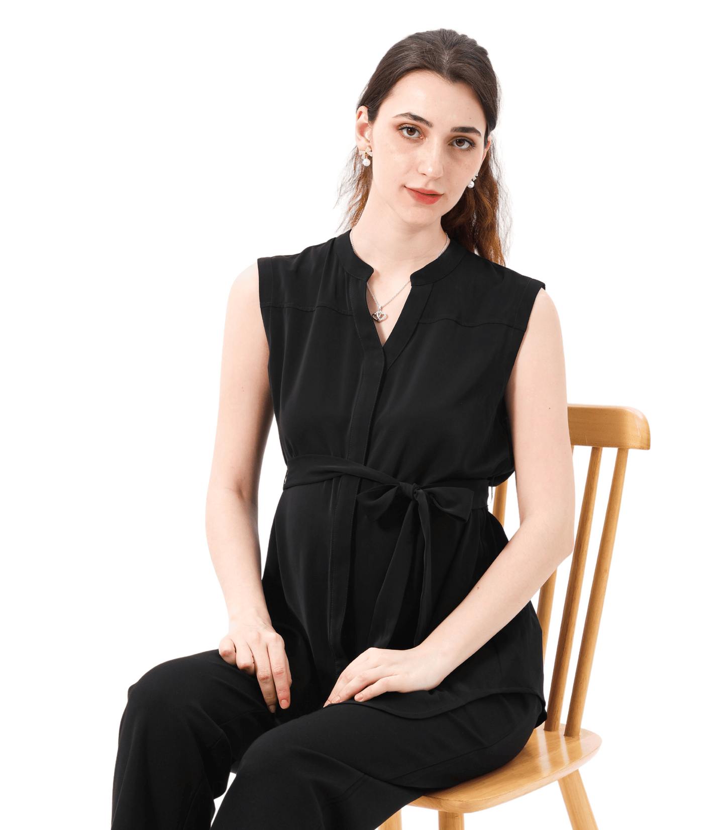 Priscila V-Neck Sleeveless Tie Front Maternity Wear