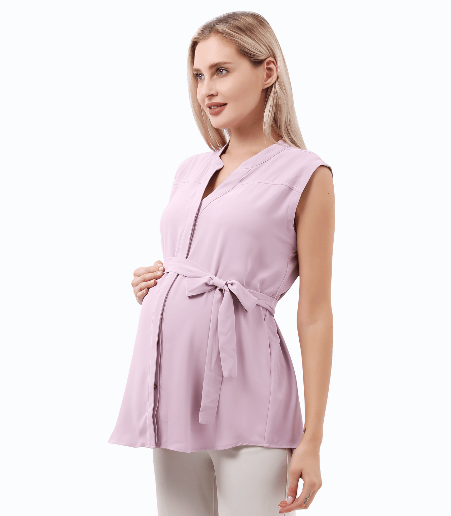 Priscila V-Neck Sleeveless Tie Front Maternity Wear