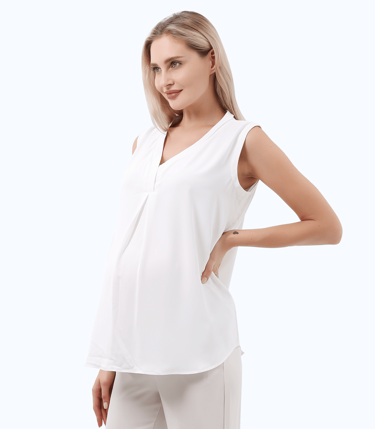 Zoila Pleat Front V-Neck Maternity Outwear