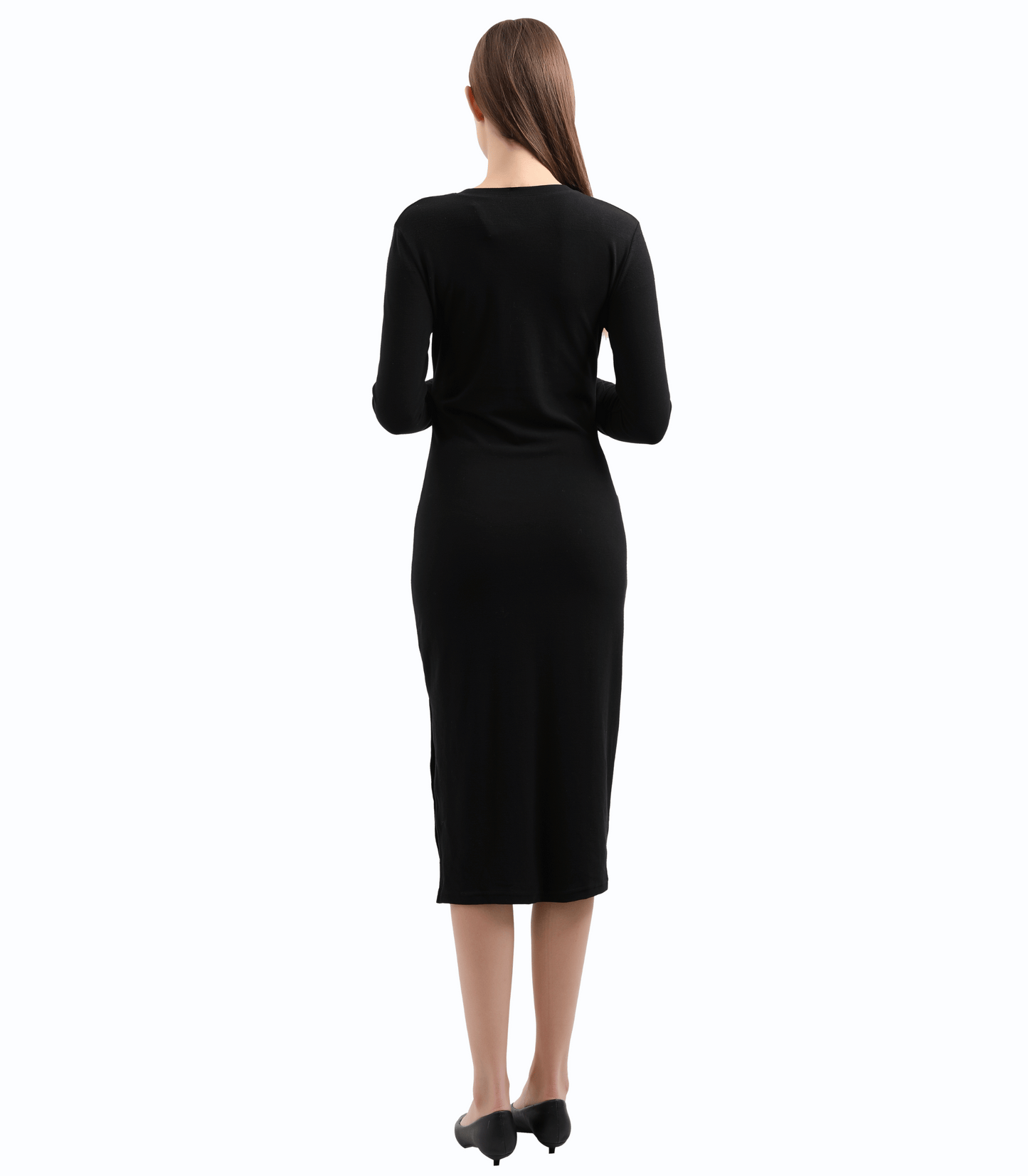 Estrella V-Neck Fitted Maternity Maxi Sweater Dress