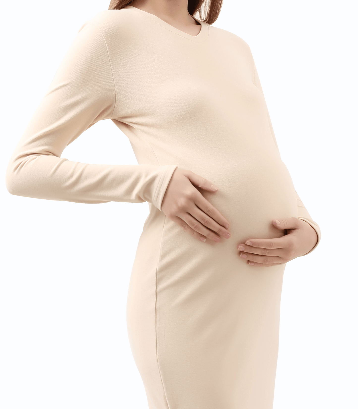 Estrella V-Neck Fitted Maternity Maxi Sweater Dress