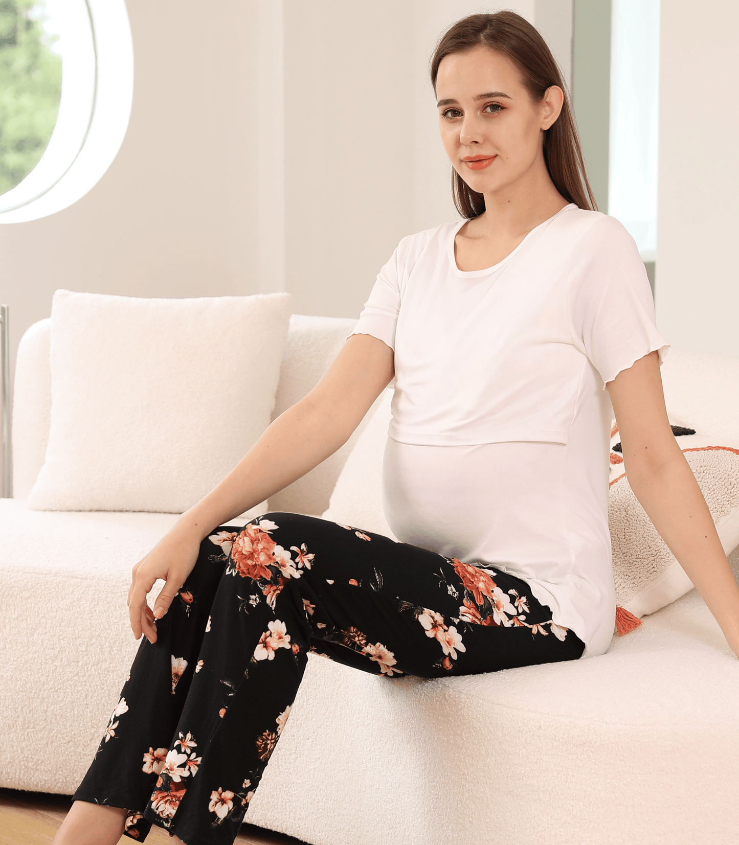 Bianca Below Bump Maternity Postpartum Pajama Pants (Floral)