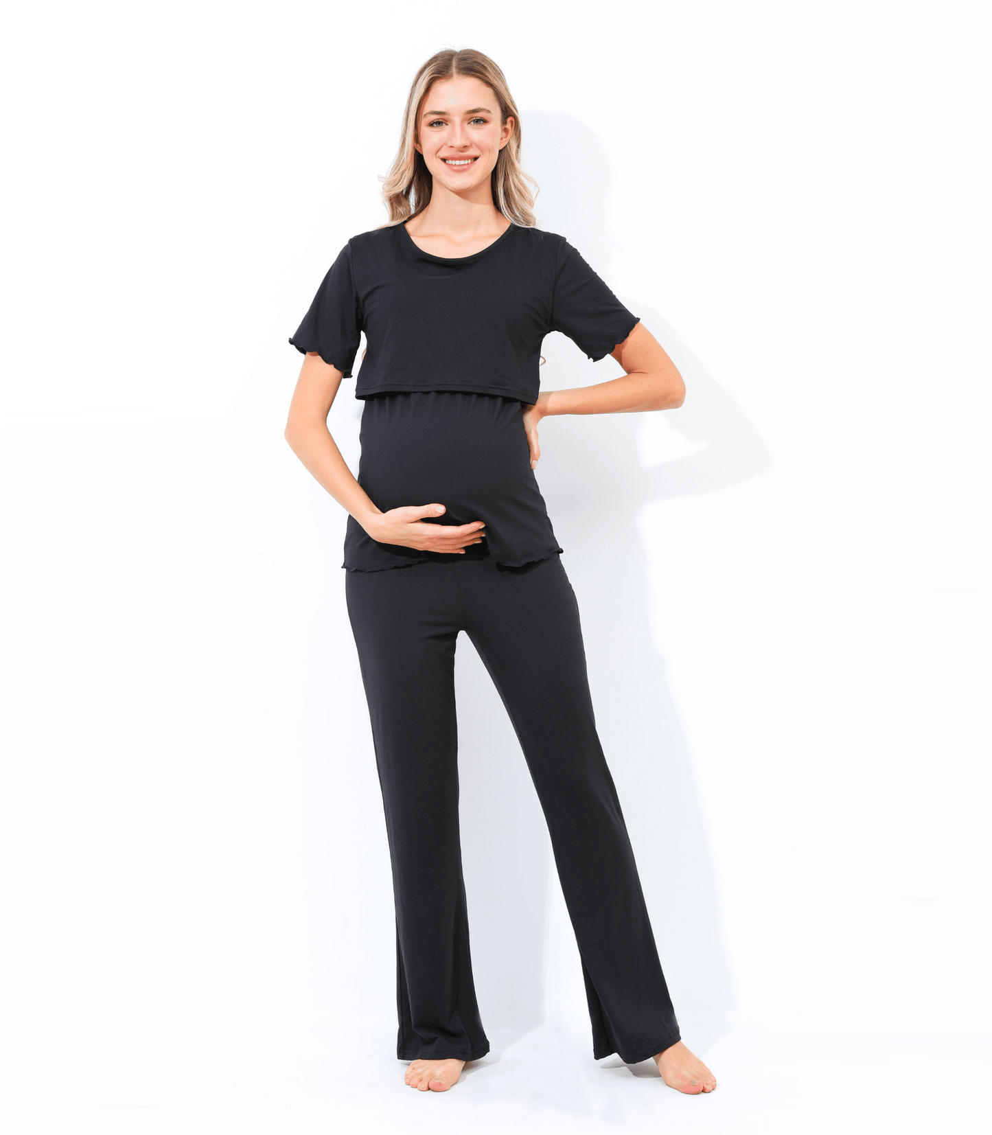 Veronica Bump Friendly Nursing Pajama Set Colored