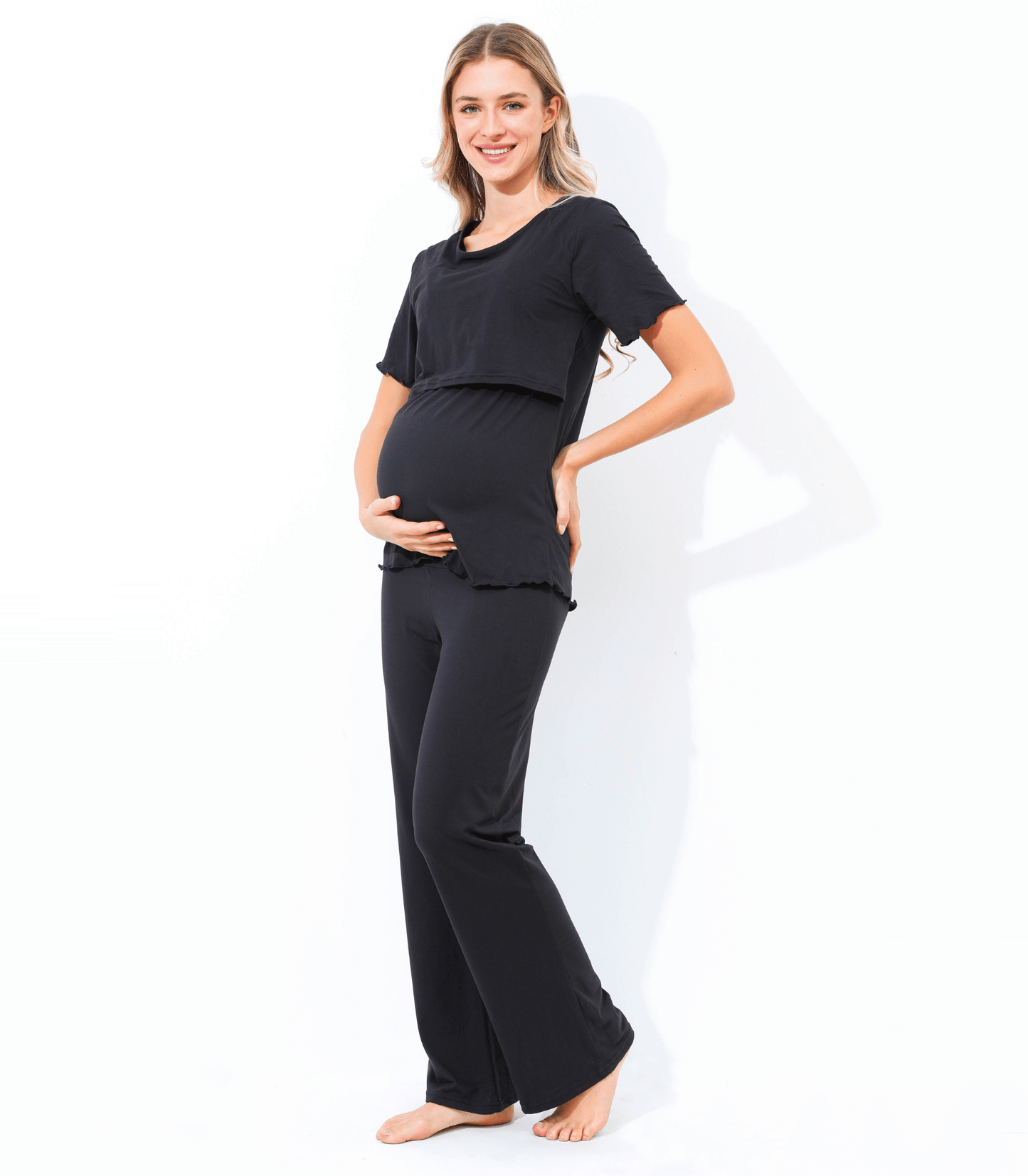 Veronica Bump Friendly Nursing Pajama Set Colored