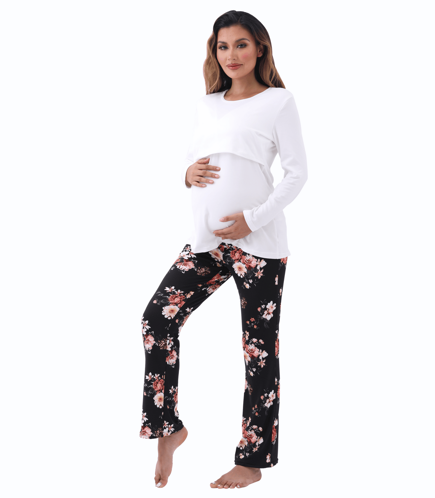 Miguelina Long Sleeve Bump Friendly Nursing Pajama Set
