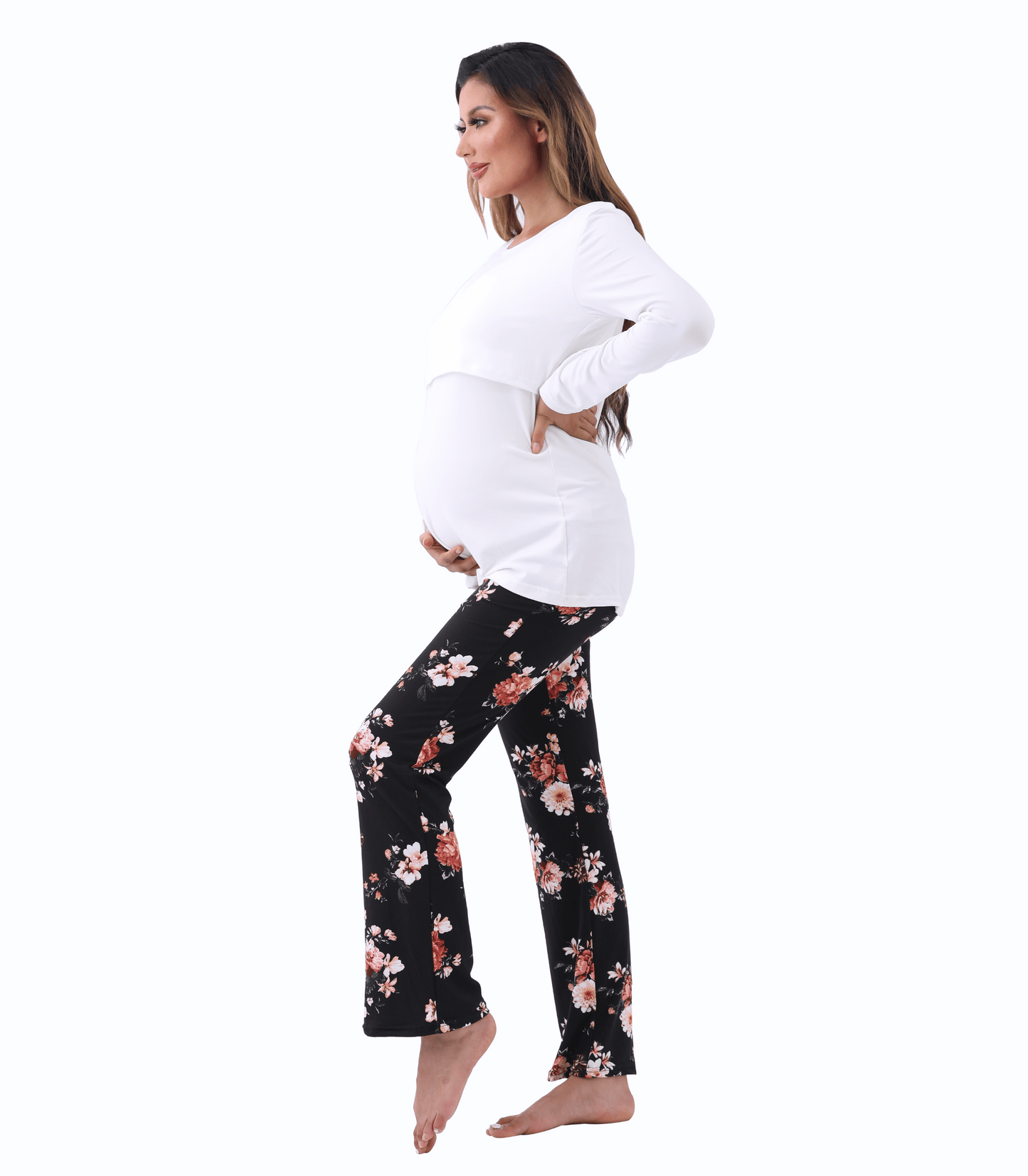 Miguelina Long Sleeve Bump Friendly Nursing Pajama Set