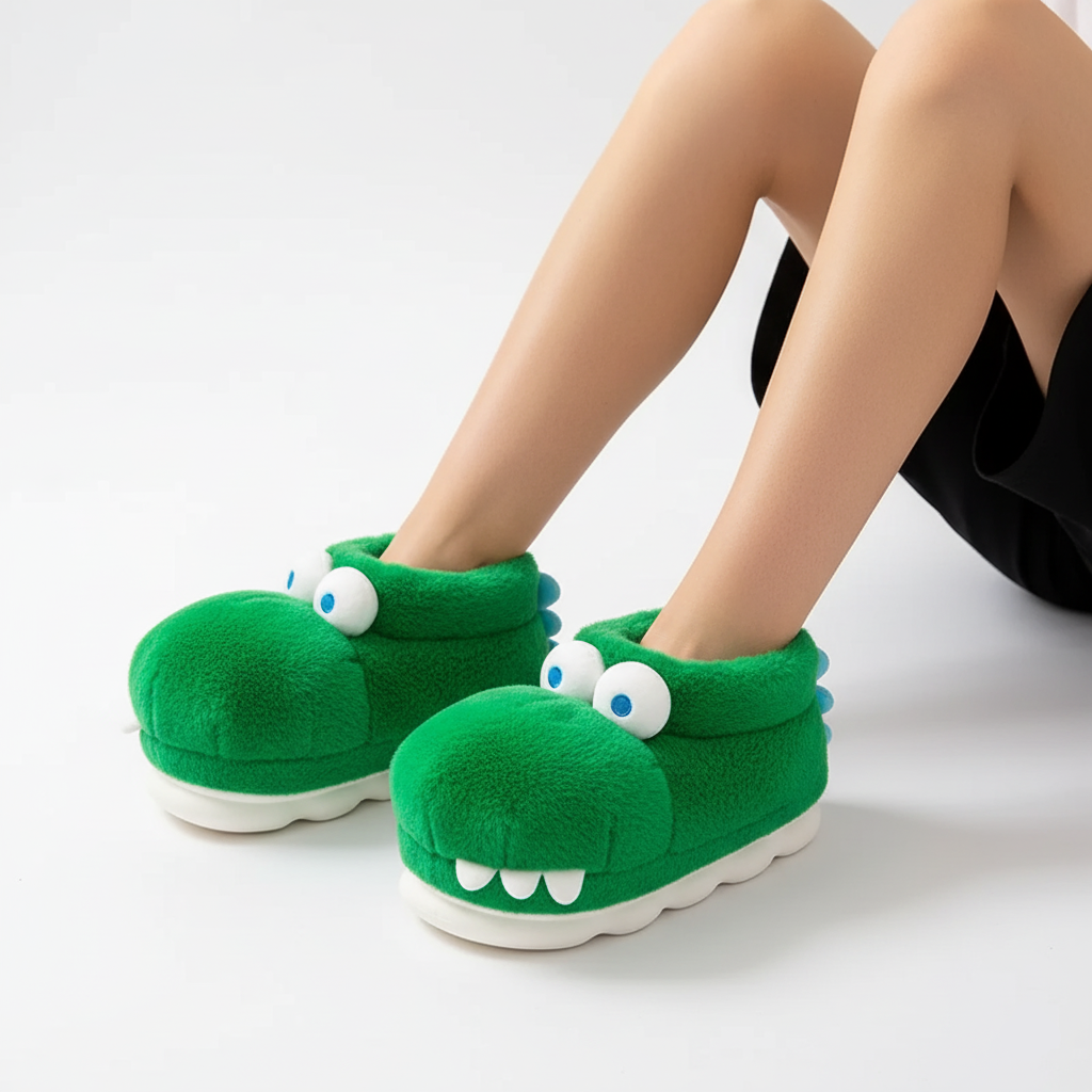 Mega Fluffy Crocodile Slippers Warm and Soft Ages 12 to Adults
