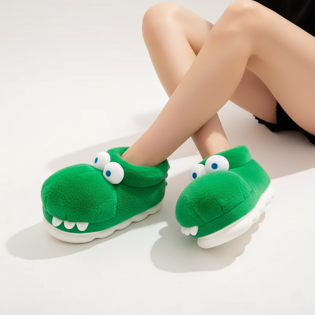 Mega Fluffy Crocodile Slippers Warm and Soft Ages 12 to Adults