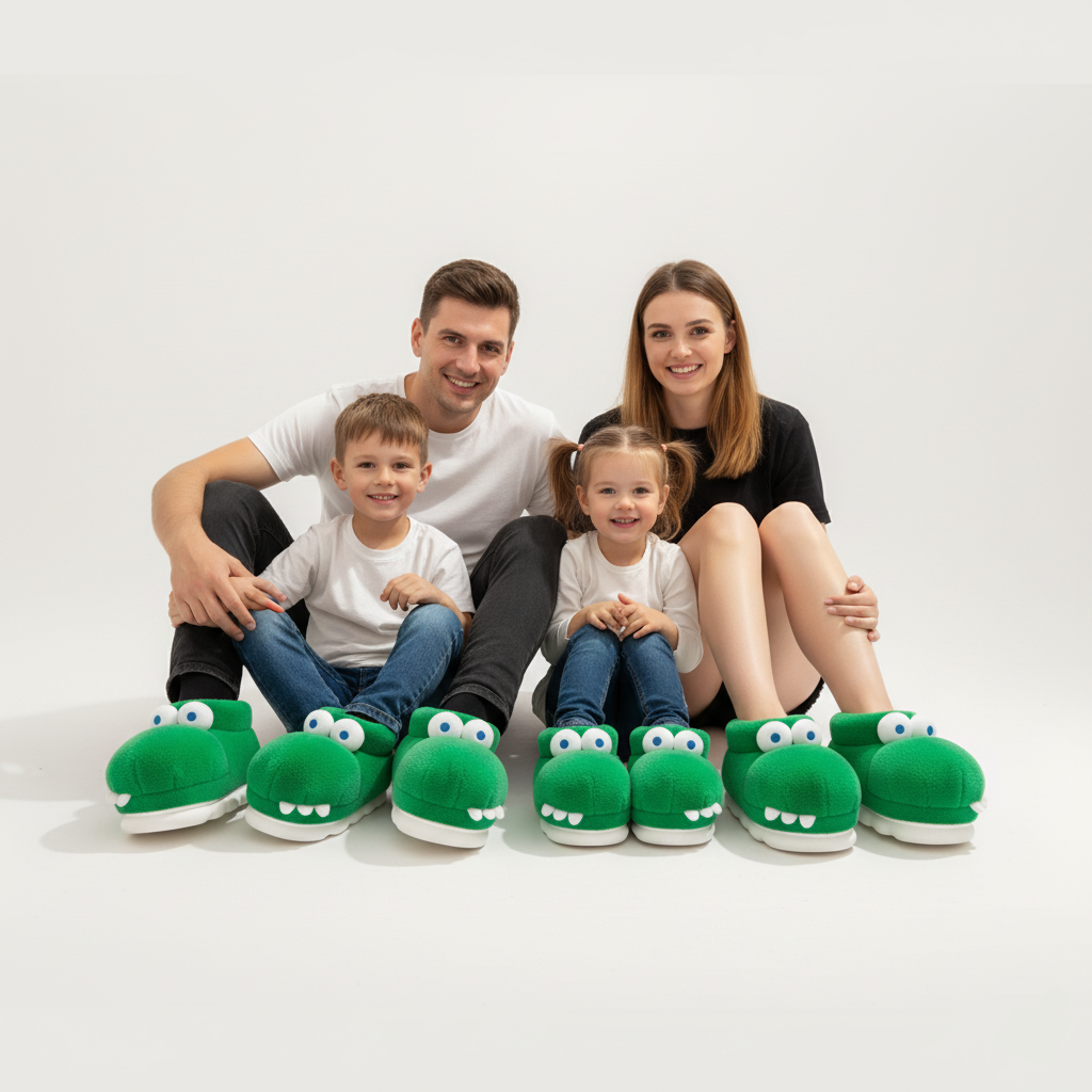 Mega Fluffy Crocodile Slippers Warm and Soft Ages 12 to Adults